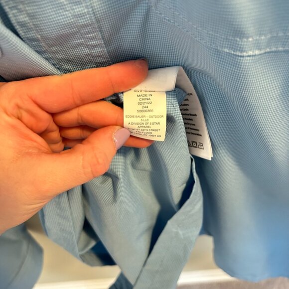 Eddie Bauer Guide Long Sleeve Shirt Mens Size XXL Sky Blue Button Down Hiking - Picture 6 of 9
